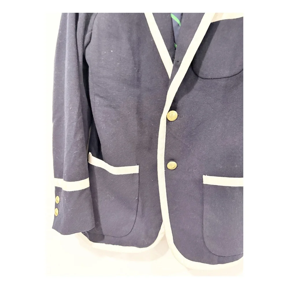 Rowing Blazers x Target Navy Blue Knit Blazer White Piping Gold Buttons Small